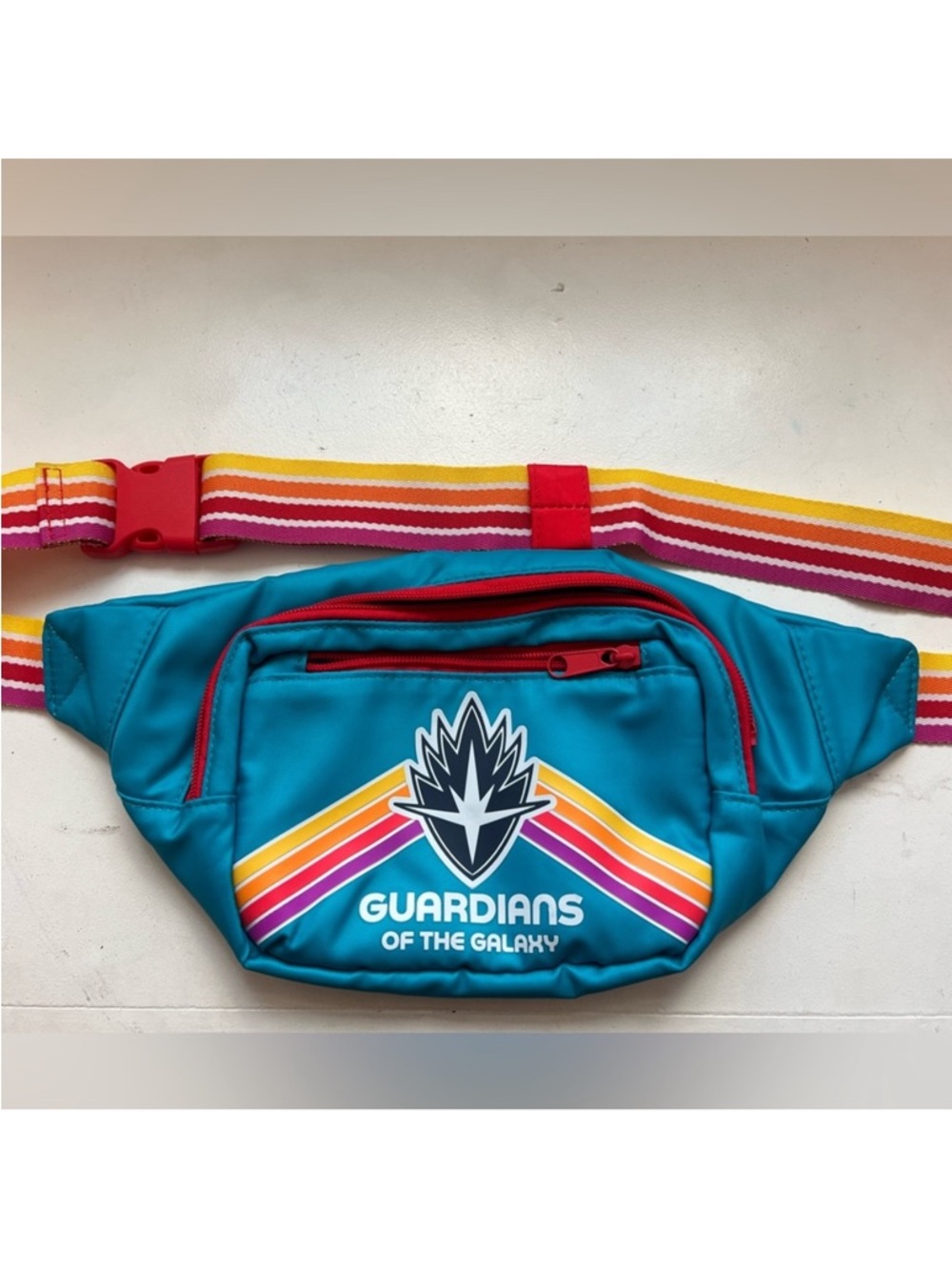 Marvel Guardians of the Galaxy Teal Waist Pack with Rainbow Strap
